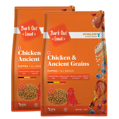 bark-out-loud-chicken-ancient-grains-puppy-dog-dry-food 4kg (2x2kg)