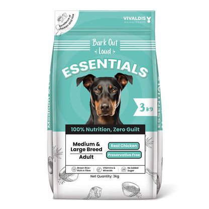 Bark Out Loud Essentials Real Chicken Medium and Large Breed Adult Dog Dry Food — side view