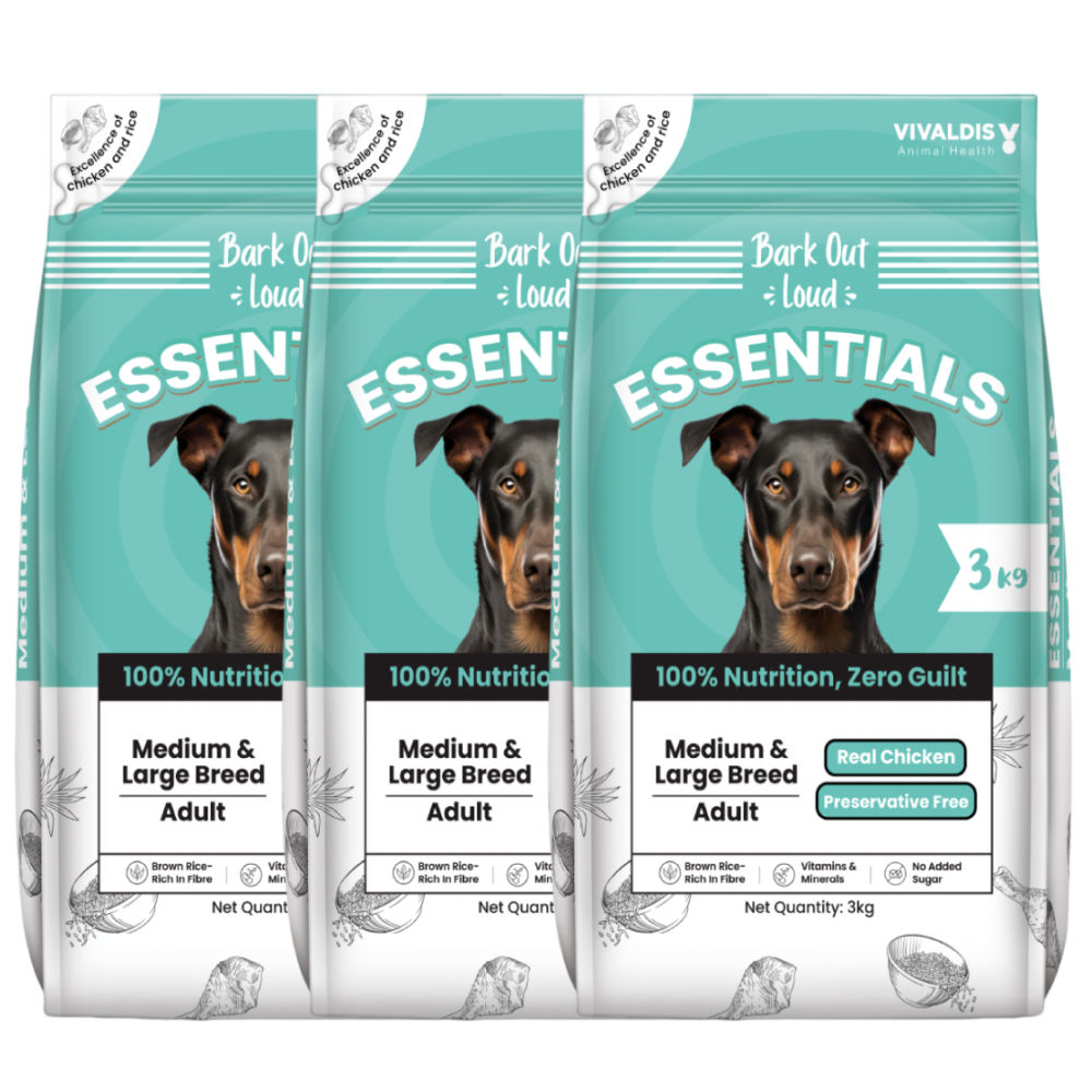 Bark Out Loud Essentials Real Chicken Medium and Large Breed Adult Dog Dry Food — detail shot