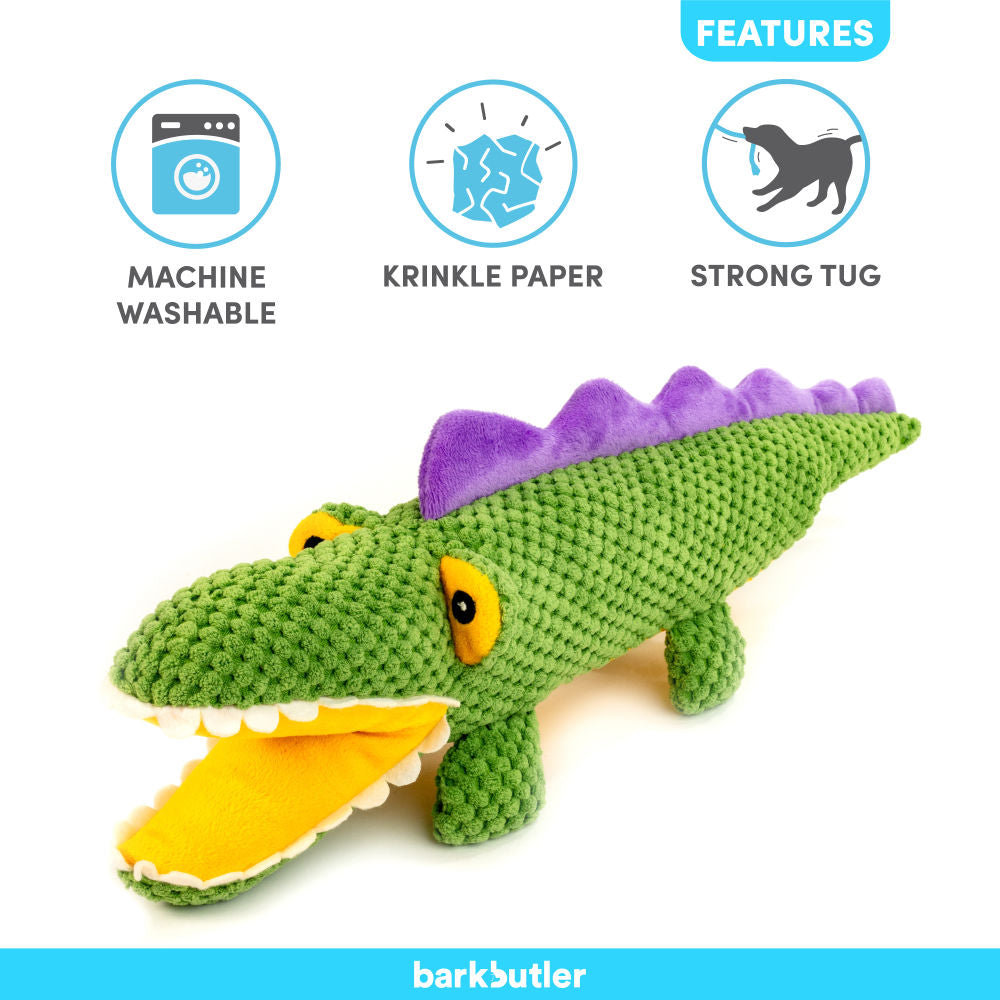 Barkbutler Aly The Gator Plush Toy for Dogs | For Medium Chewers — detail shot
