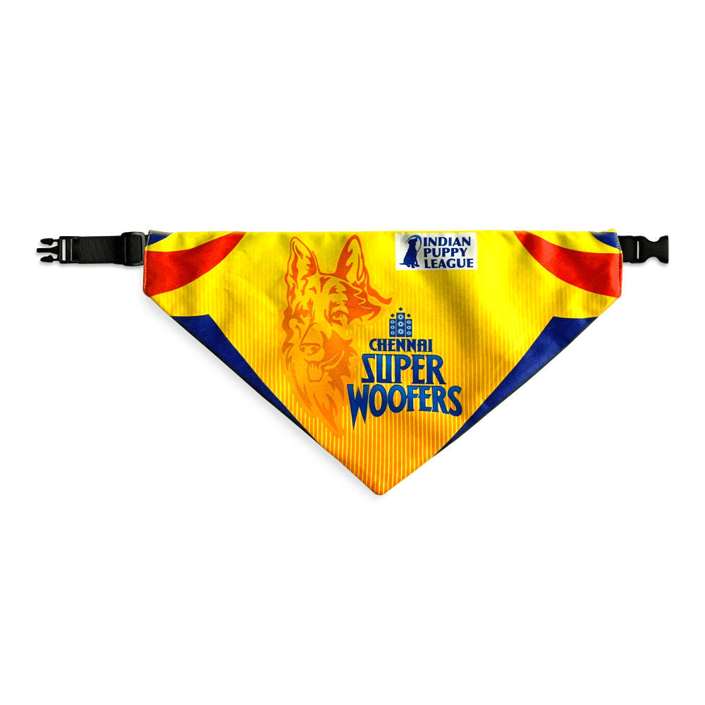 Barkbutler Chennai Super Woofers Bandana for Dogs | Indian Pet League — side view