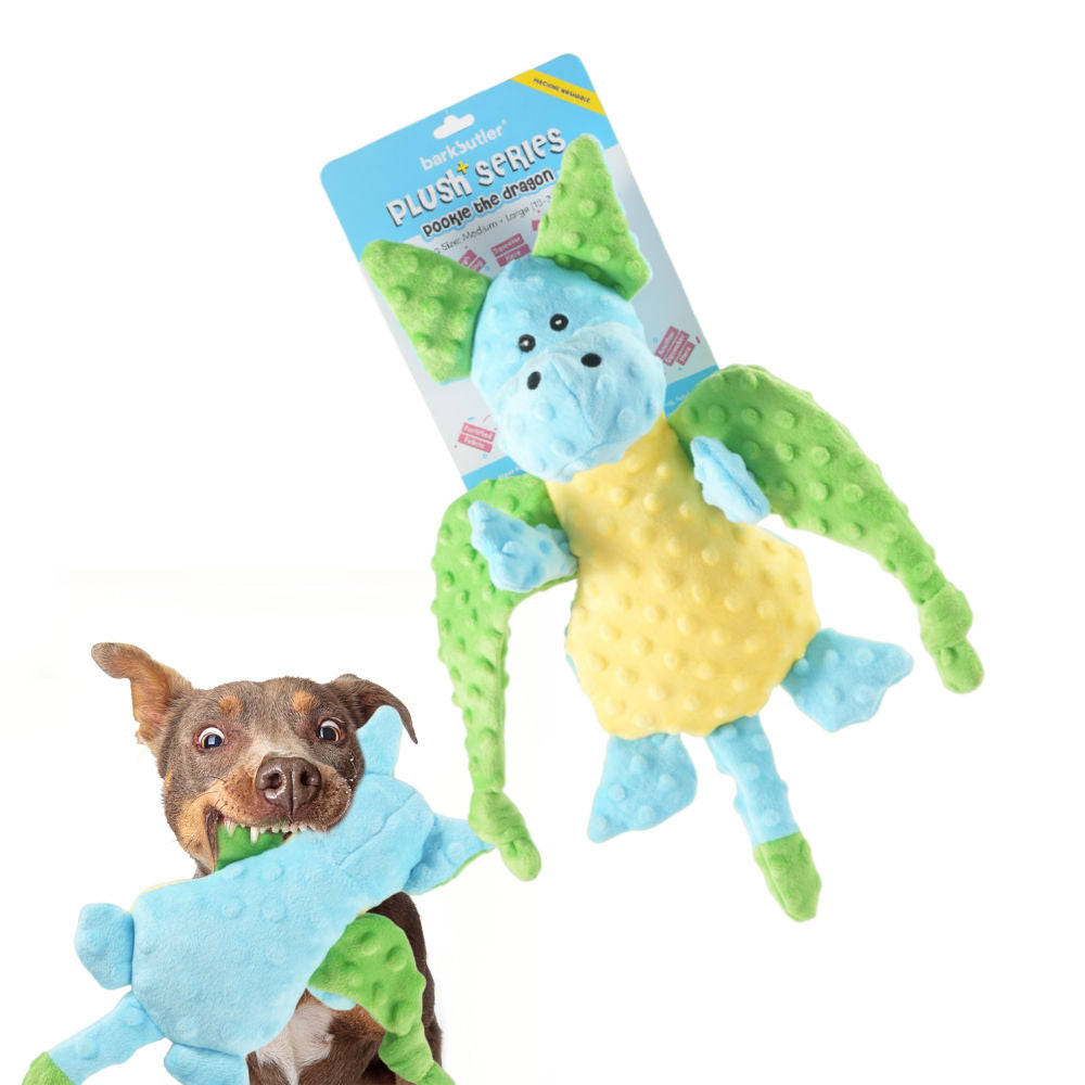 Barkbutler Pookie The Dragon Plush Toy For Dogs For Medium Chewers Blue