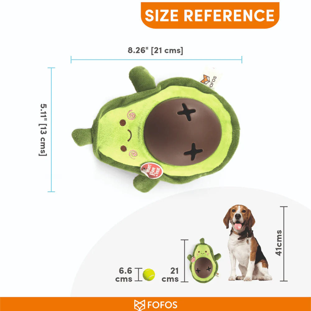 Barkbutler x Fofos Avocado Treat Toy for Dogs | For Medium Chewers — side view