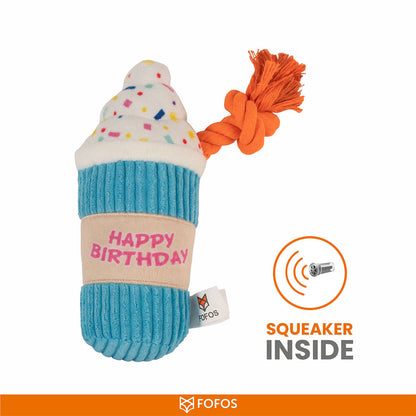 Barkbutler x Fofos Birthday Drink Plush Toy for Dogs — back view