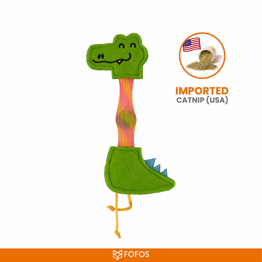 Barkbutler x Fofos Crocodile Flick Tube Catnip Toy for Cats — back view