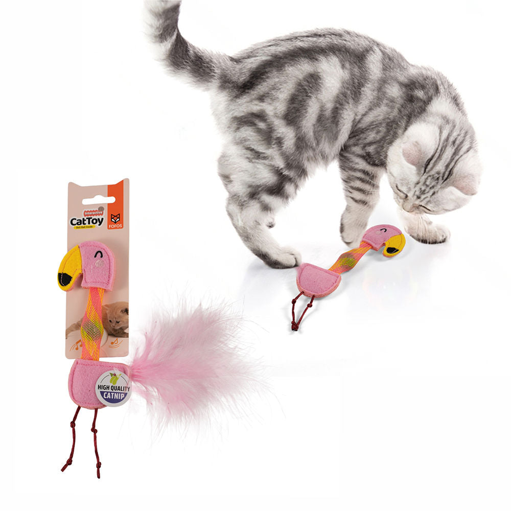 Barkbutler x Fofos Flamingo Flick Tube Catnip Toy for Cats — side view
