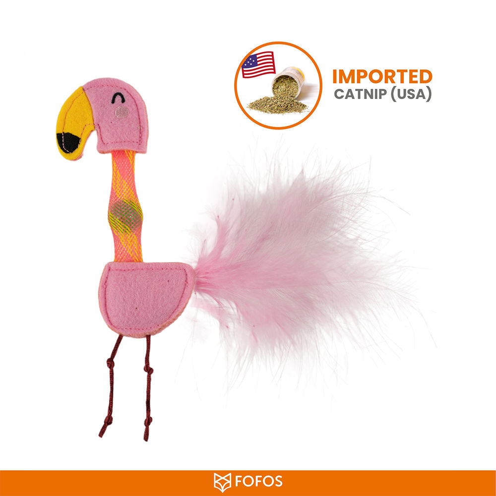 Barkbutler x Fofos Flamingo Flick Tube Catnip Toy for Cats — back view