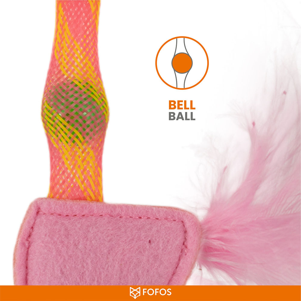 Barkbutler x Fofos Flamingo Flick Tube Catnip Toy for Cats — detail shot