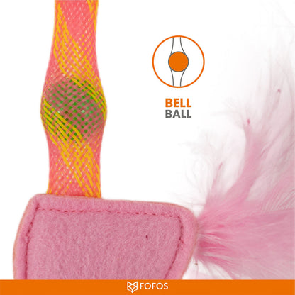 Barkbutler x Fofos Flamingo Flick Tube Catnip Toy for Cats — detail shot