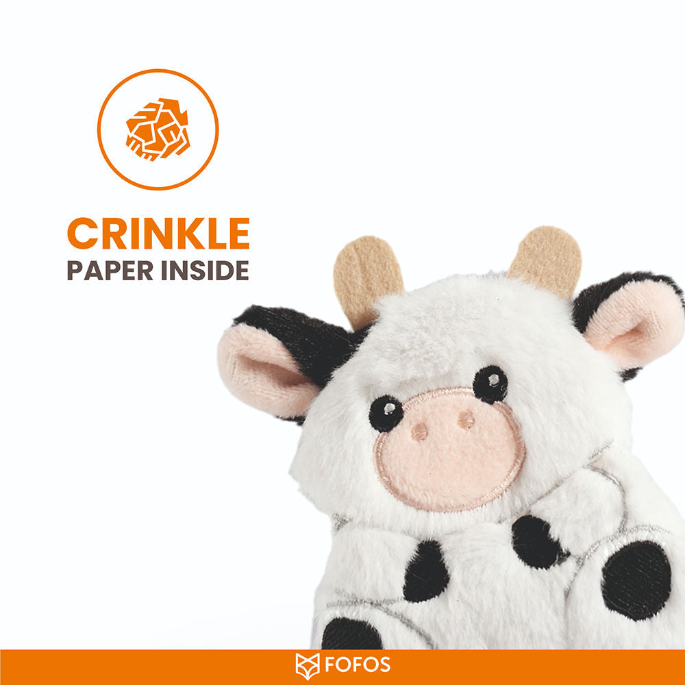 Barkbutler x Fofos Floppy Crinkle Cow Catnip Toy for Cats — detail shot