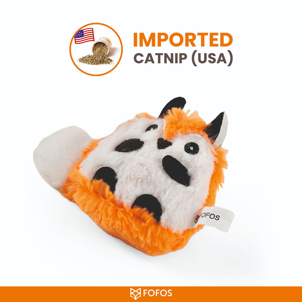 Barkbutler x Fofos Floppy Crinkle Fox Catnip Toy for Cats — side view