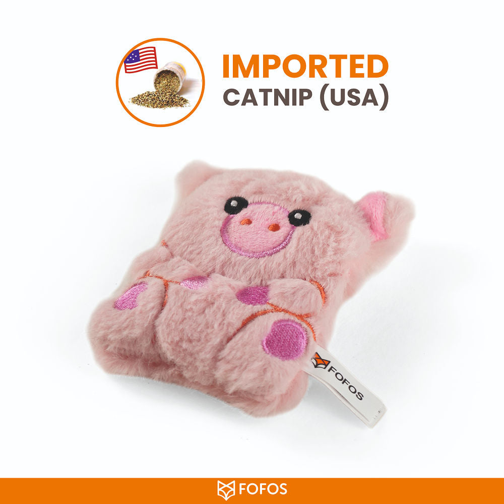 Barkbutler x Fofos Floppy Crinkle Pig Catnip Toy for Cats — side view