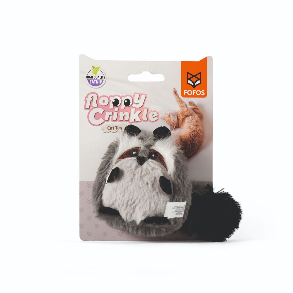 Fofos Floppy Crinkle Raccoon Catnip Toy For Cats