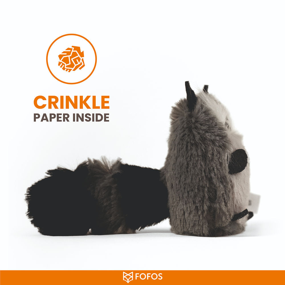 Barkbutler x Fofos Floppy Crinkle Raccoon Catnip Toy for Cats — detail shot