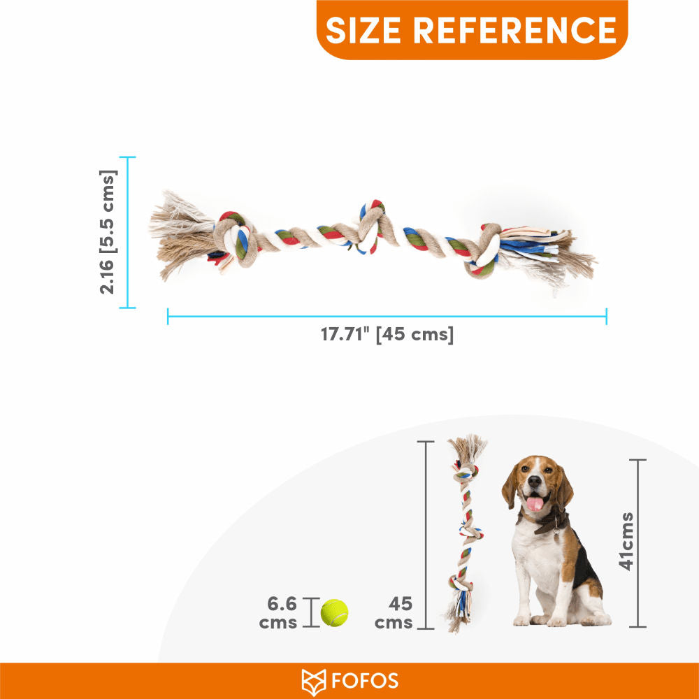 Barkbutler x Fofos Flossy Three Knots Rope Toy For Dogs — back view