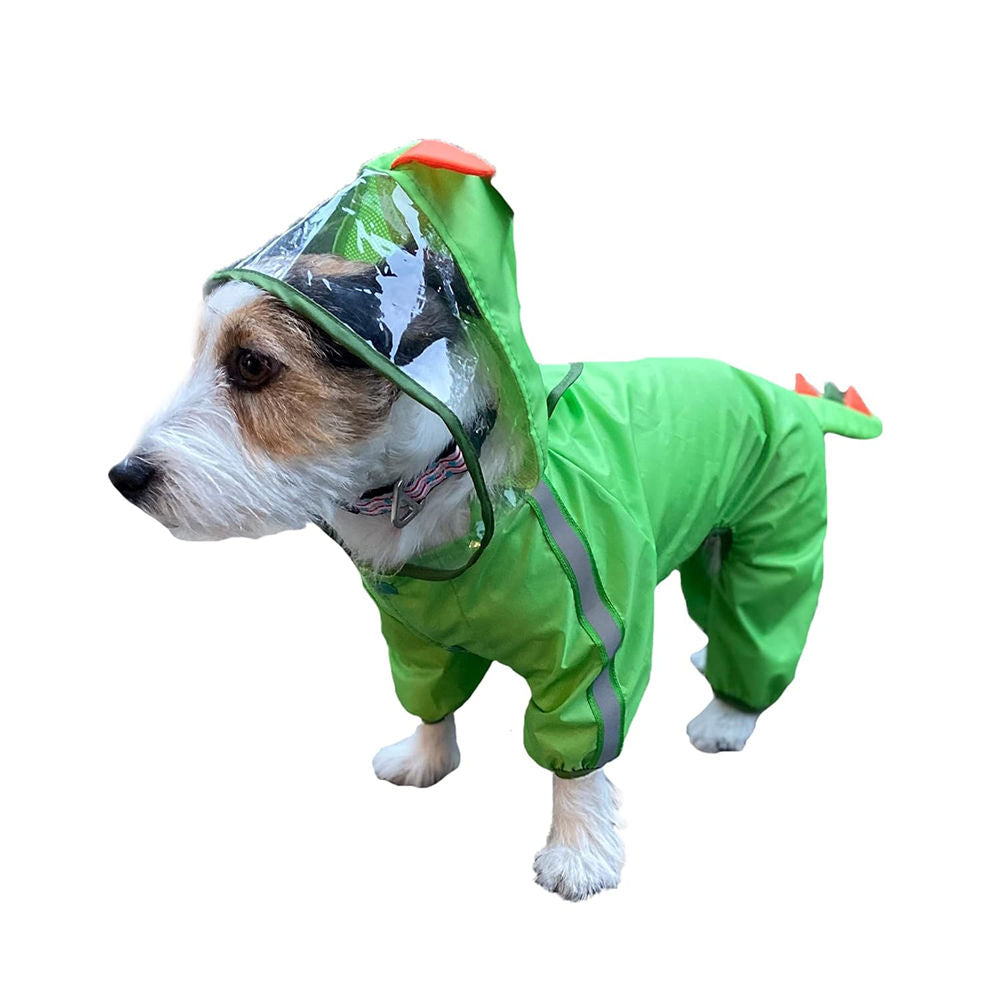 Barkbutler X Fofos Four Leg Dinosaur Raincoat For Dogs Green