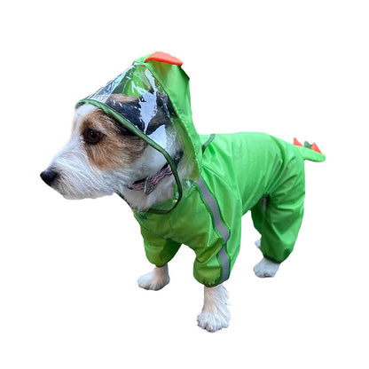Barkbutler X Fofos Four Leg Dinosaur Raincoat For Dogs Green