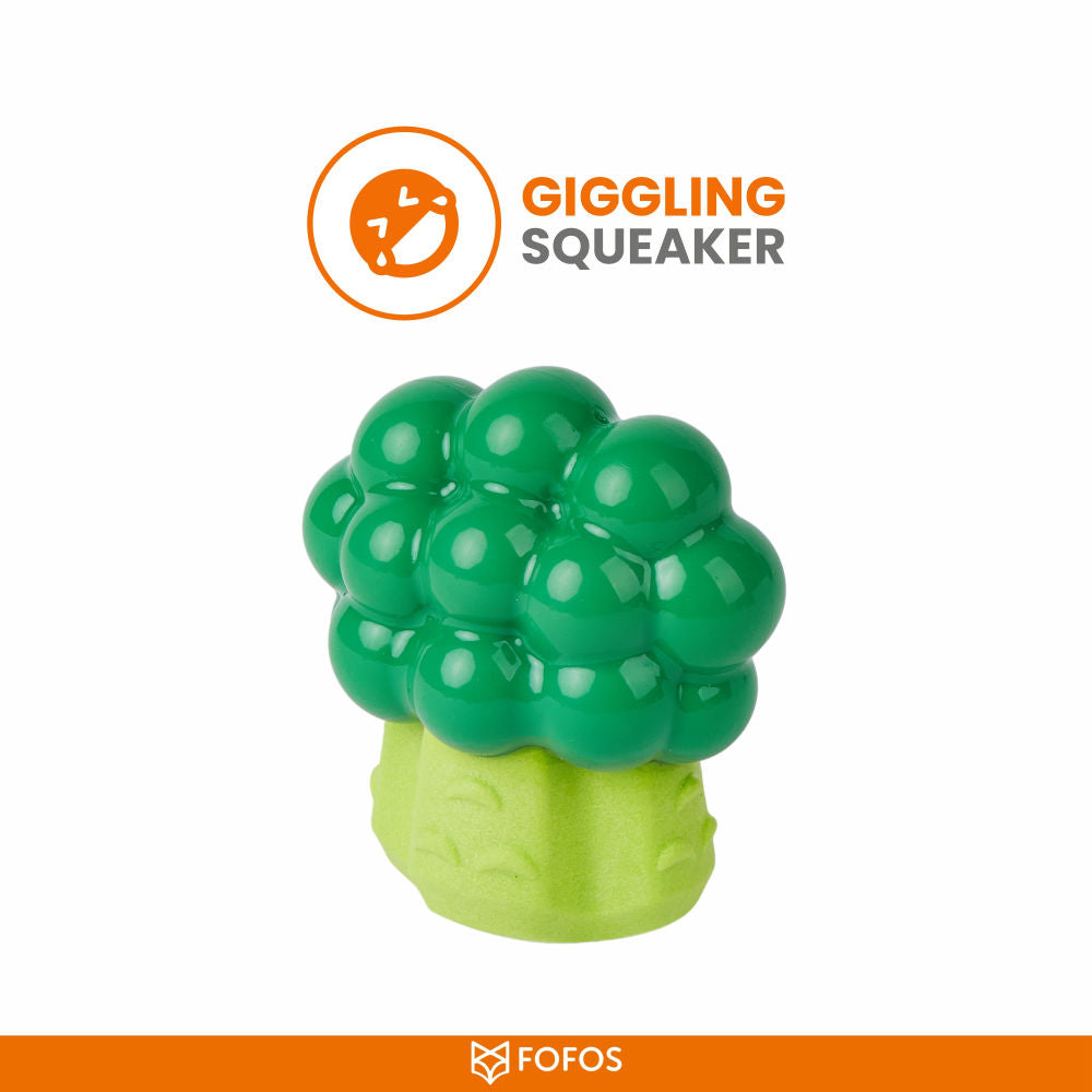 Barkbutler x Fofos Giggling Vegi Bites Broccoli Squeaky Chew Toy for Dogs — back view