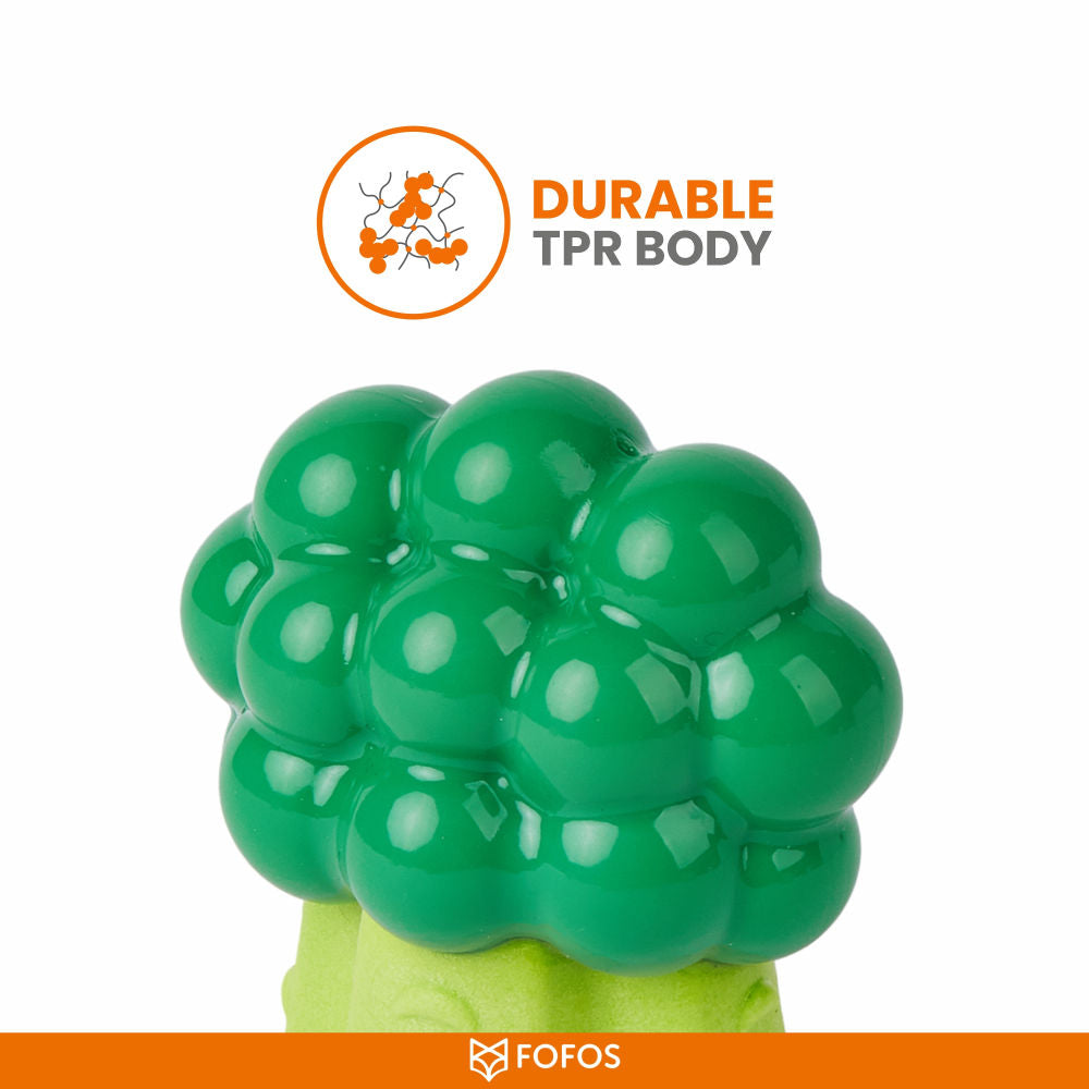 Barkbutler x Fofos Giggling Vegi Bites Broccoli Squeaky Chew Toy for Dogs — detail shot