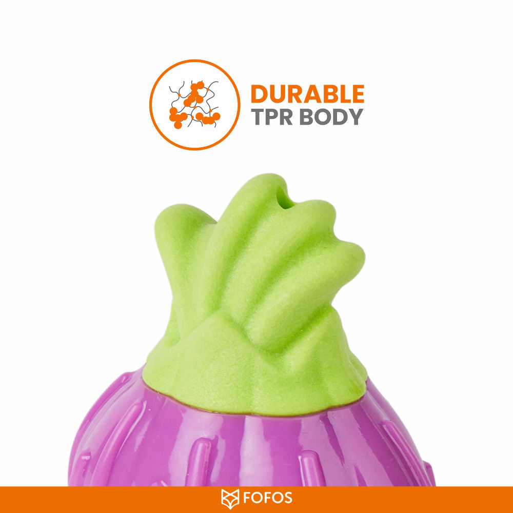 Barkbutler x Fofos Giggling Vegi Bites Onion Squeaky Chew Toy for Dogs — detail shot