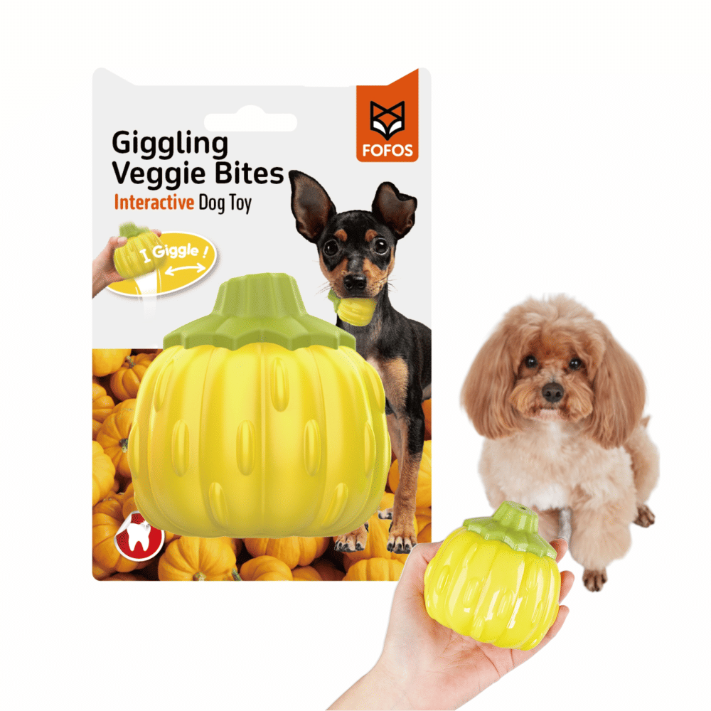 Barkbutler X Fofos Giggling Vegi Bites Pumpkin Squeaky Chew Toy For Dogs