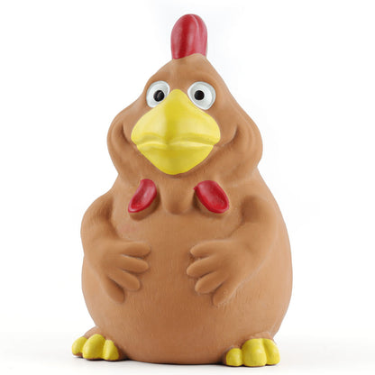 Barkbutler X Fofos Latex Bi Rooster Squeaky Toy For Dogs Brown