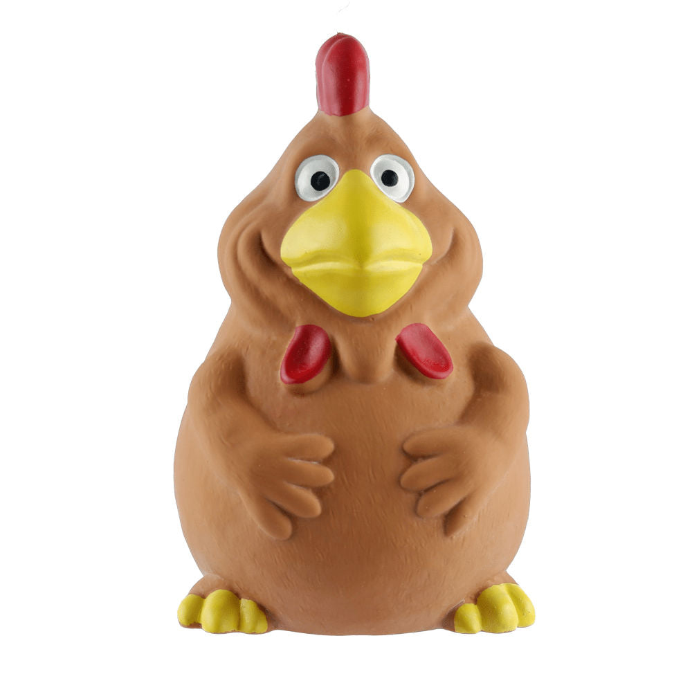 Barkbutler x Fofos Latex Bi Rooster Squeaky Toy for Dogs — detail shot