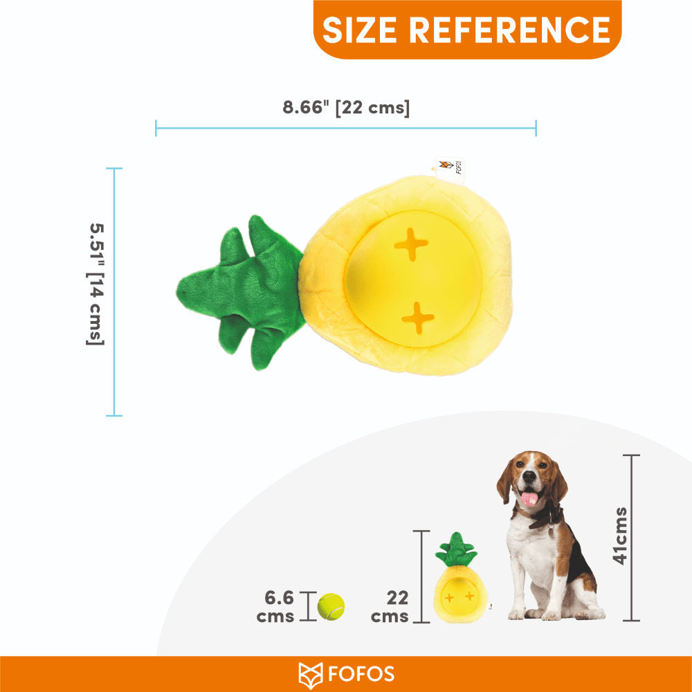 Barkbutler x Fofos Pineapple Treat Toy for Dogs — side view