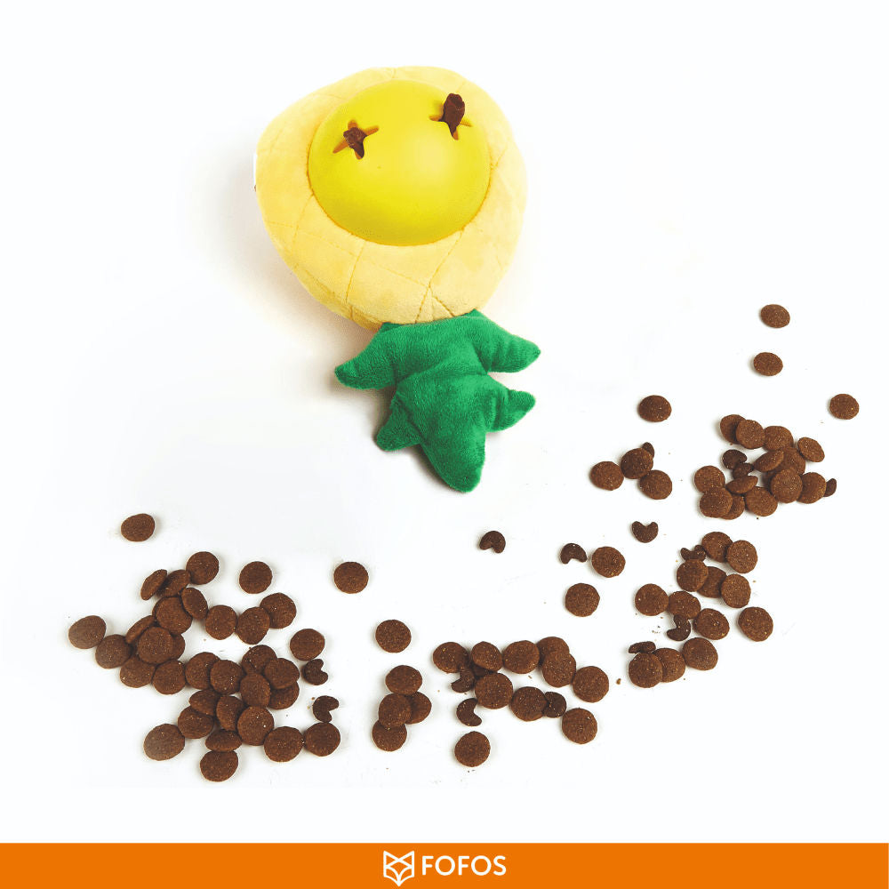 Barkbutler x Fofos Pineapple Treat Toy for Dogs — in use