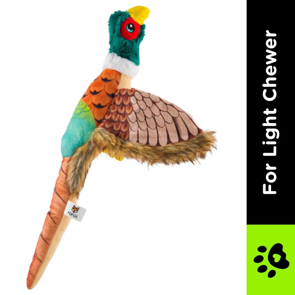 Barkbutler x Fofos Plush Pheasant Toy for Dogs | For Soft Chewers — side view
