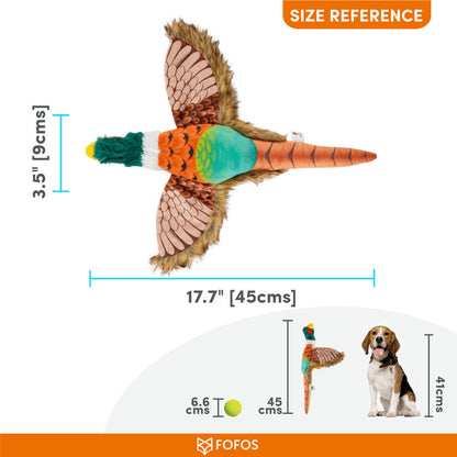Barkbutler x Fofos Plush Pheasant Toy for Dogs | For Soft Chewers — back view