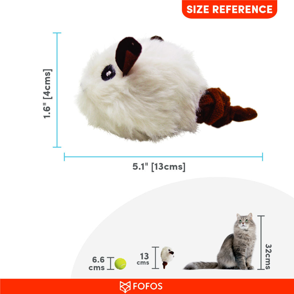 Fofos Pull String Sound Chip Mouse Shaped Electronic Toy For Cats White - Image 3