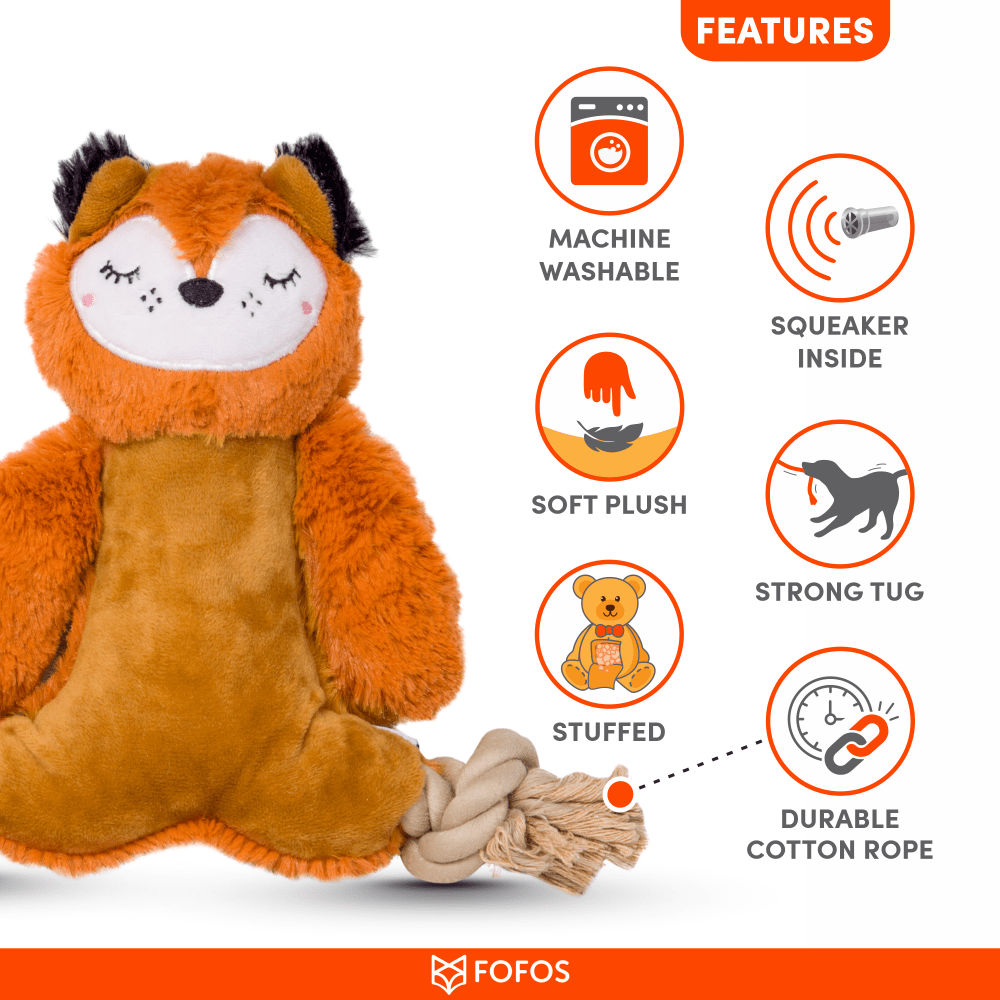 Barkbutler x Fofos Ropeleg Plush Bear Toy for Dogs | For Medium Chewers — in use