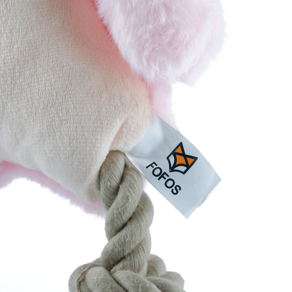 Barkbutler x Fofos Ropeleg plush Rabbit Toy for Dogs — in use