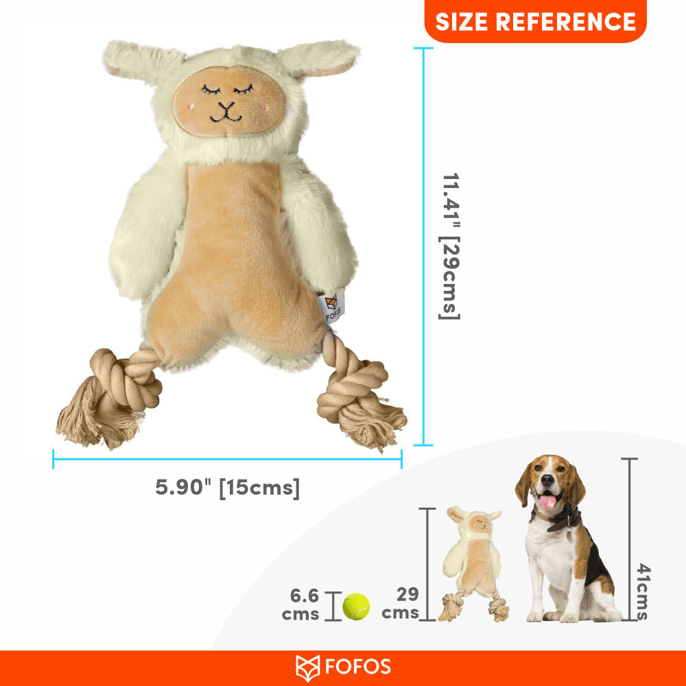 Barkbutler x Fofos Ropeleg Plush Sheep Toy for Dogs | For Medium Chewers — back view