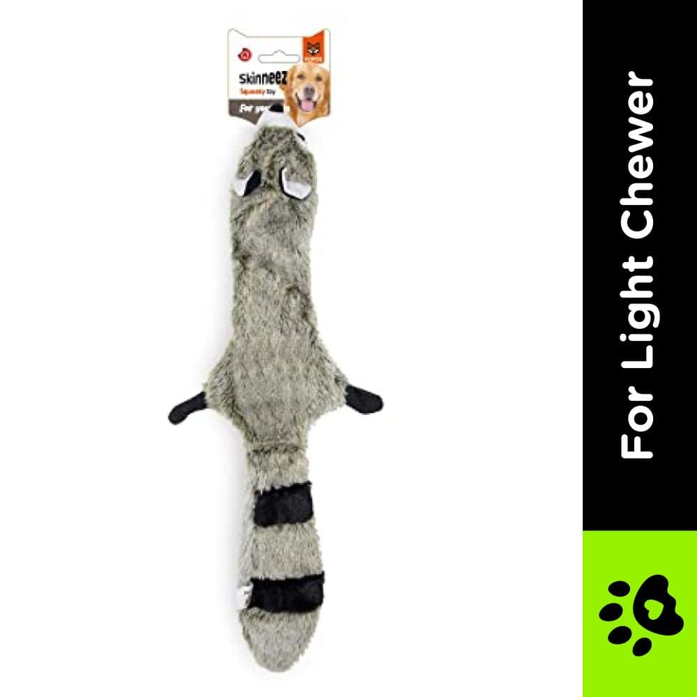 Barkbutler x Fofos Skinneez Raccoon Toy for Dogs — side view