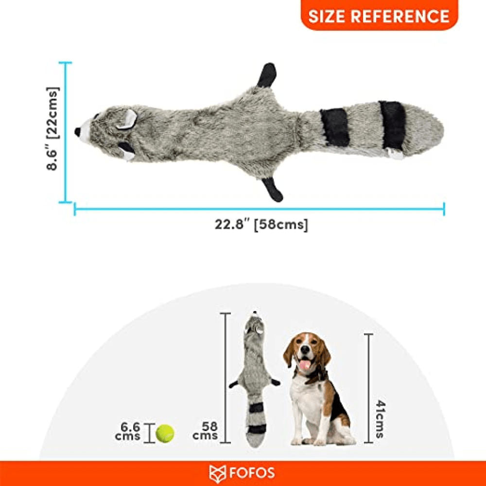 Barkbutler x Fofos Skinneez Raccoon Toy for Dogs — back view