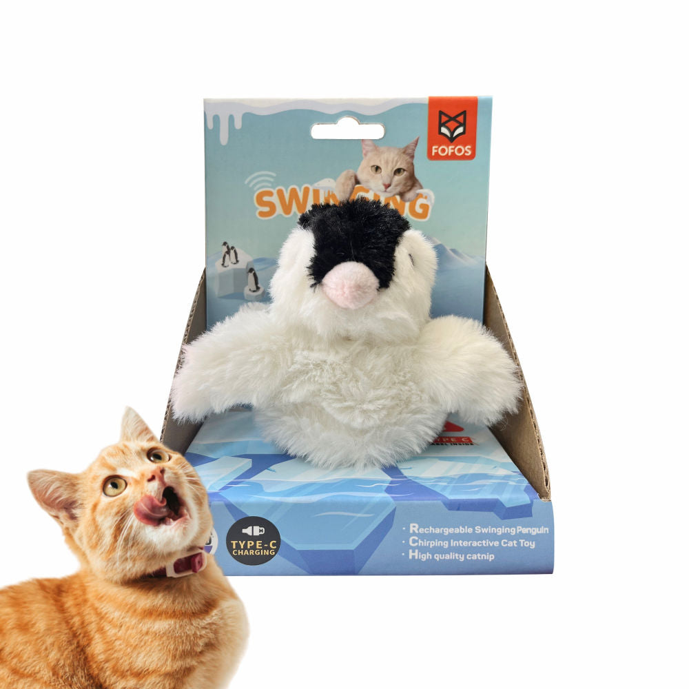 Barkbutler x Fofos Swinging Penguin Interactive Toy for Cats — detail shot