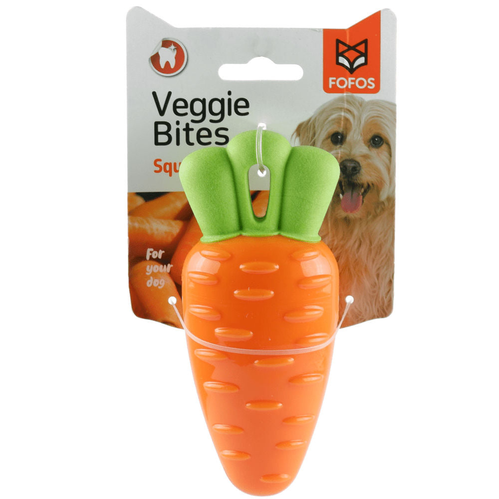 Barkbutler x Fofos Vegi Bites Carrot Squeaky Toy for Dogs | For Medium Chewers — side view