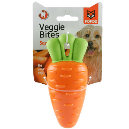 Barkbutler x Fofos Vegi Bites Carrot Squeaky Toy for Dogs | For Medium Chewers — side view