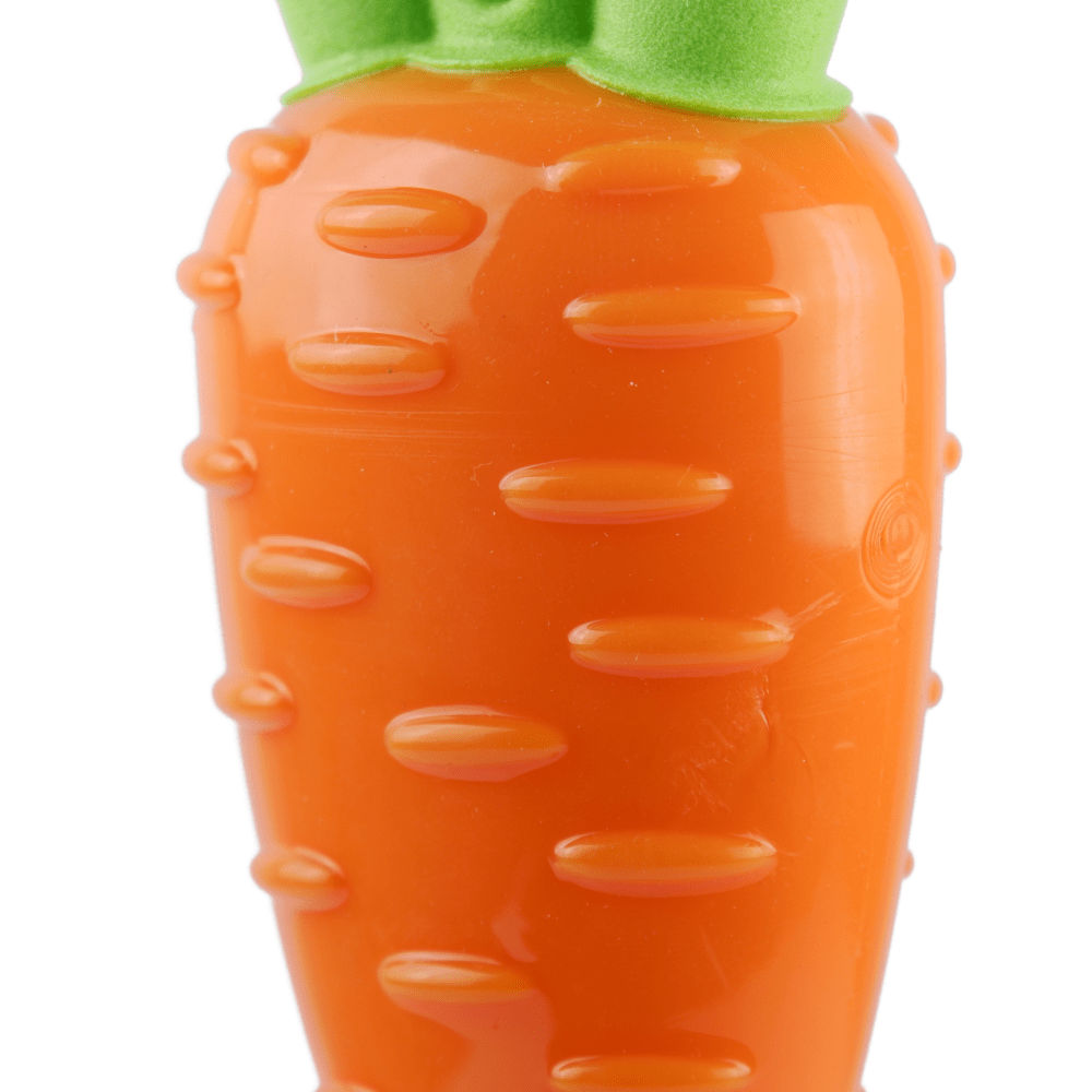Barkbutler x Fofos Vegi Bites Carrot Squeaky Toy for Dogs | For Medium Chewers — detail shot