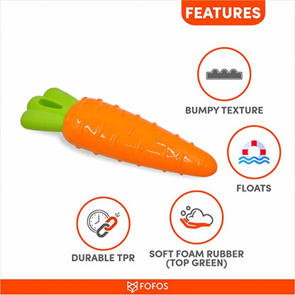 Barkbutler x Fofos Vegi Bites Carrot Squeaky Toy for Dogs | For Medium Chewers — in use