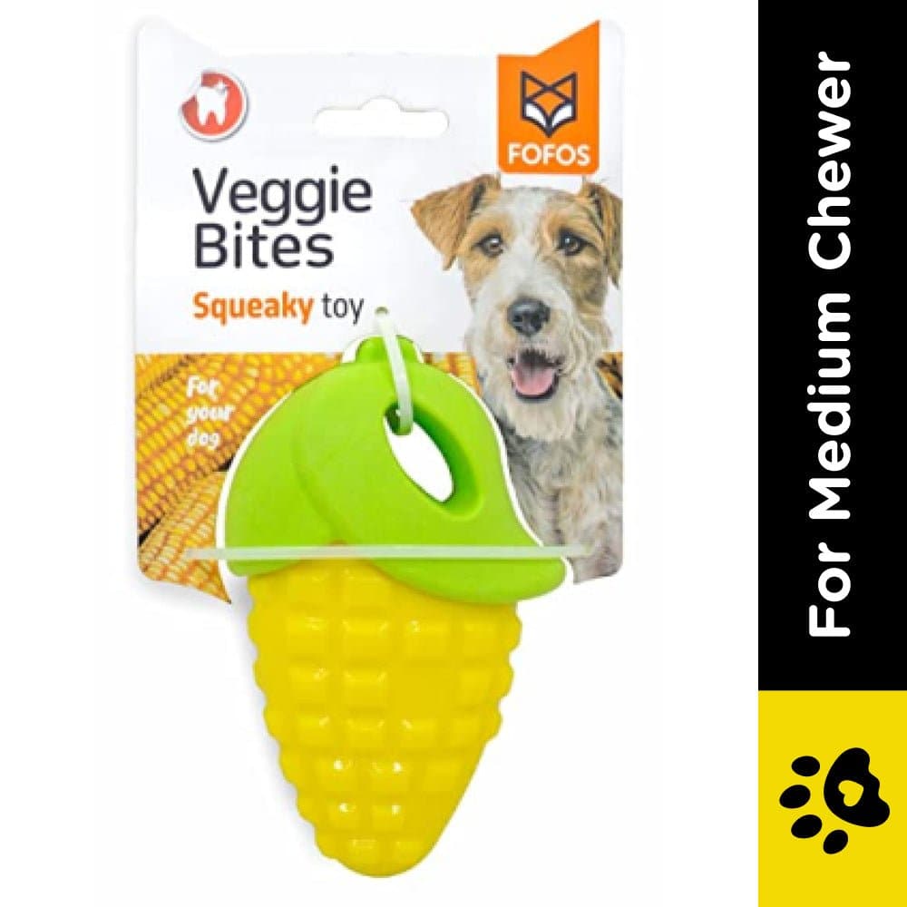 Barkbutler x Fofos Vegi Bites Corn Squeaky Toy for Dogs — side view