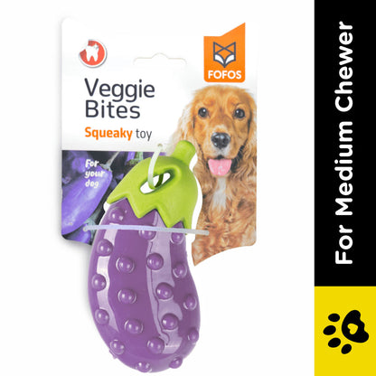 Barkbutler x Fofos Vegi Bites Eggplant Squeaky Toy for Dogs — side view