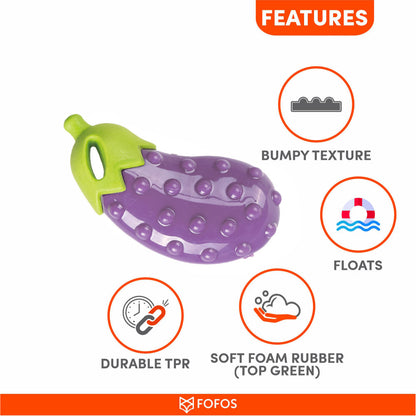 Barkbutler x Fofos Vegi Bites Eggplant Squeaky Toy for Dogs — in use