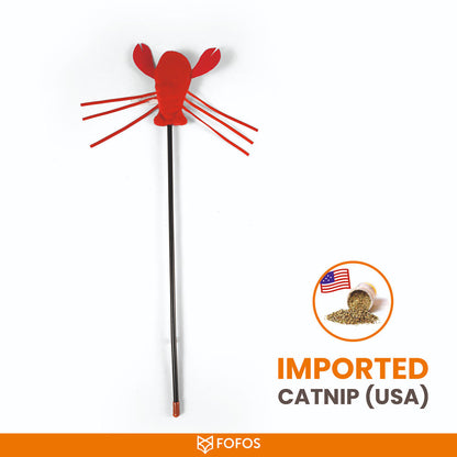 Barkbutler x Fofos Wand Moving Lobster Teaser Toy for Cats — side view
