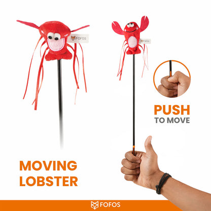 Barkbutler x Fofos Wand Moving Lobster Teaser Toy for Cats — back view