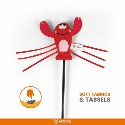 Barkbutler x Fofos Wand Moving Lobster Teaser Toy for Cats — detail shot
