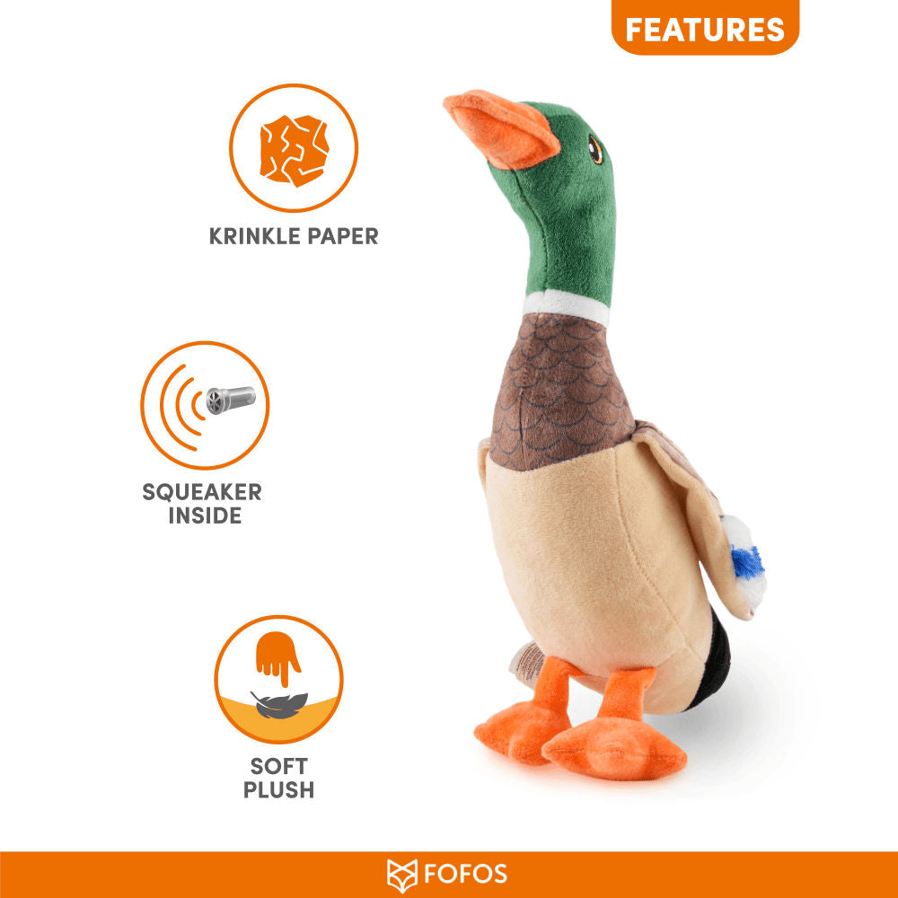 Barkbutler x Fofos Wild Duck Squeaky Plush Toy for Dogs — in use