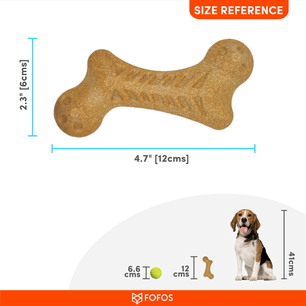 Barkbutler x Fofos Woodplay Bone Toy for Dogs | For Aggressive Chewers — detail shot